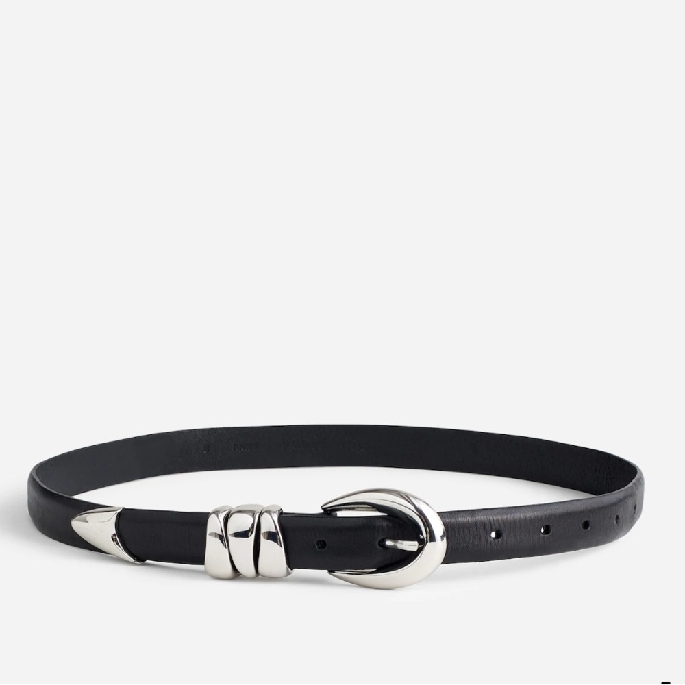 Madewell Triple Metal Keeper Belt - black and silver hardware